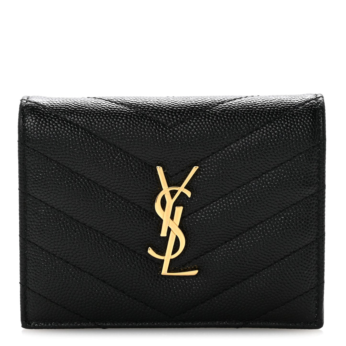 Grain De Poudre Matelasse Chevron Monogram Flap Card Case Black