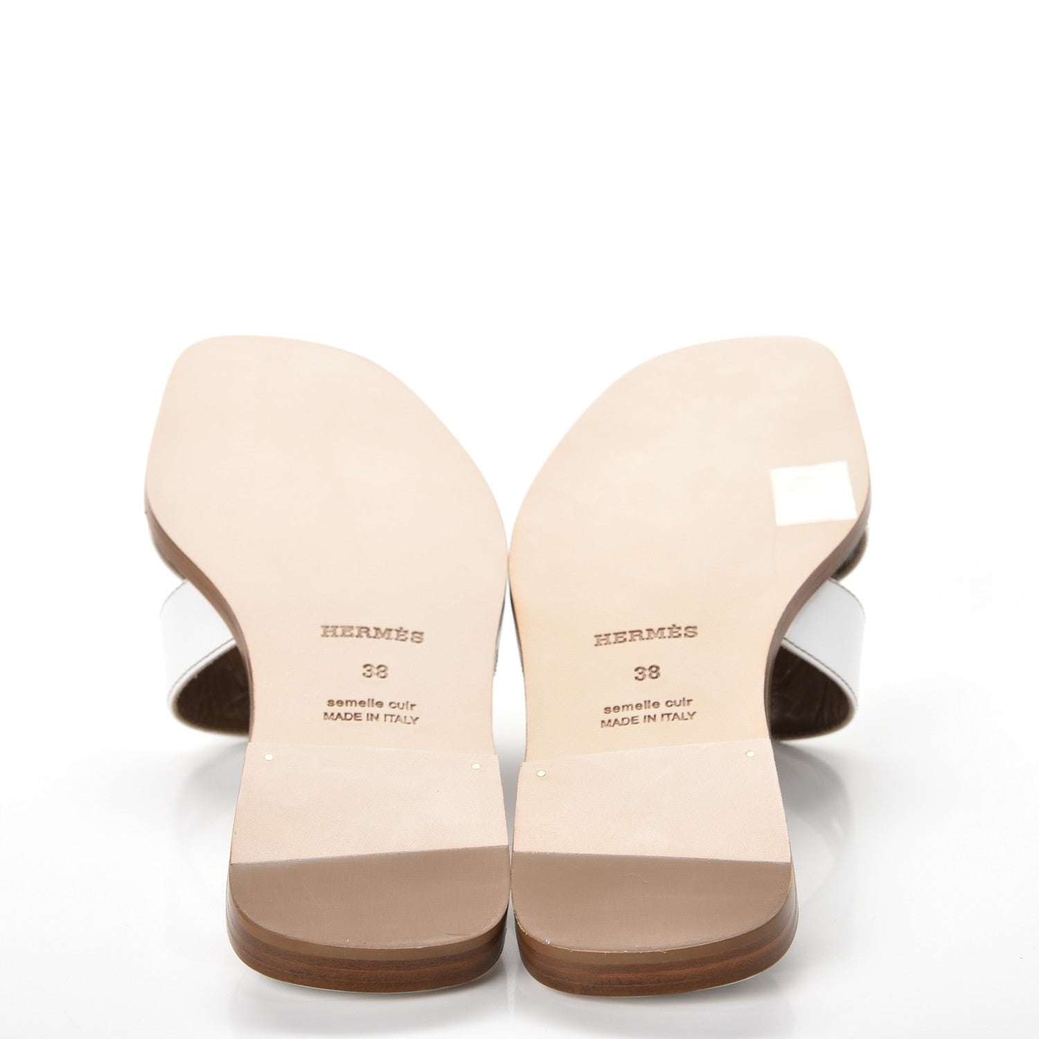 Hermes Box Calfskin Oran Sandals 38 White 5 of 9