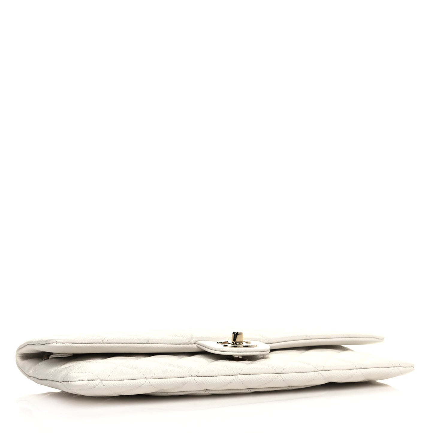 Caviar Quilted Flap Clutch White