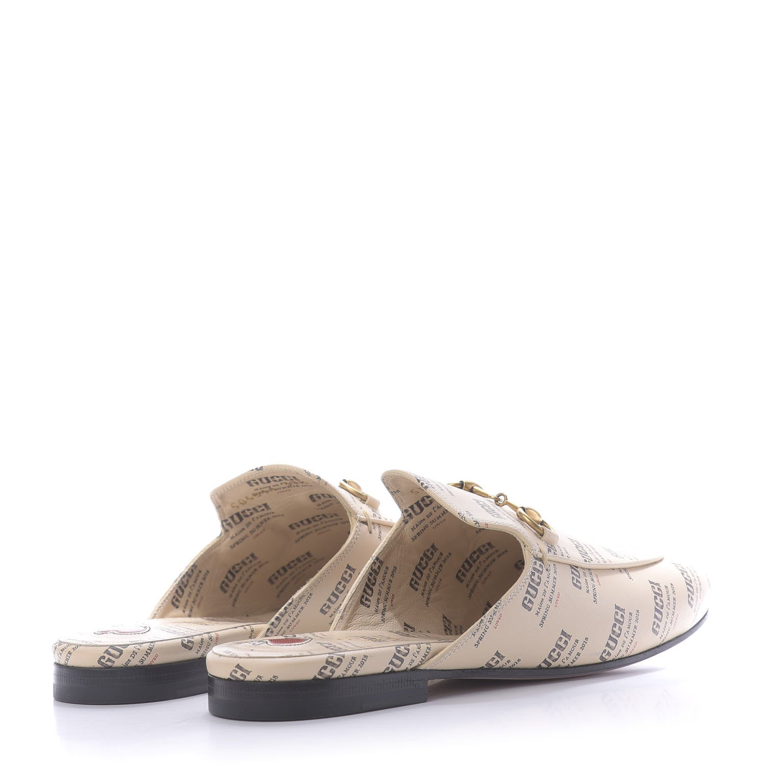 Gucci Calfskin Stamp Print Womens Princetown Slippers 37.5 Soy Black 8 of 20
