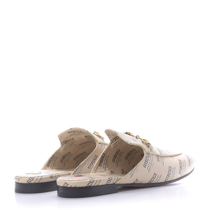 Gucci Calfskin Stamp Print Womens Princetown Slippers 37.5 Soy Black 8 of 20