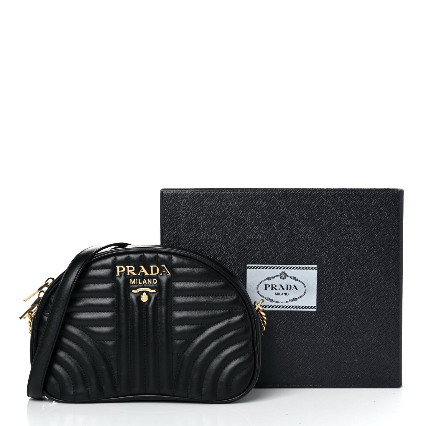 Soft Calfskin Impunture Diagramme Dome Crossbody Bag Black