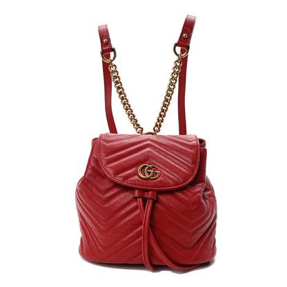 Gucci Calfskin Matelasse GG Marmont Flap Backpack Hibiscus Red 1 of 9