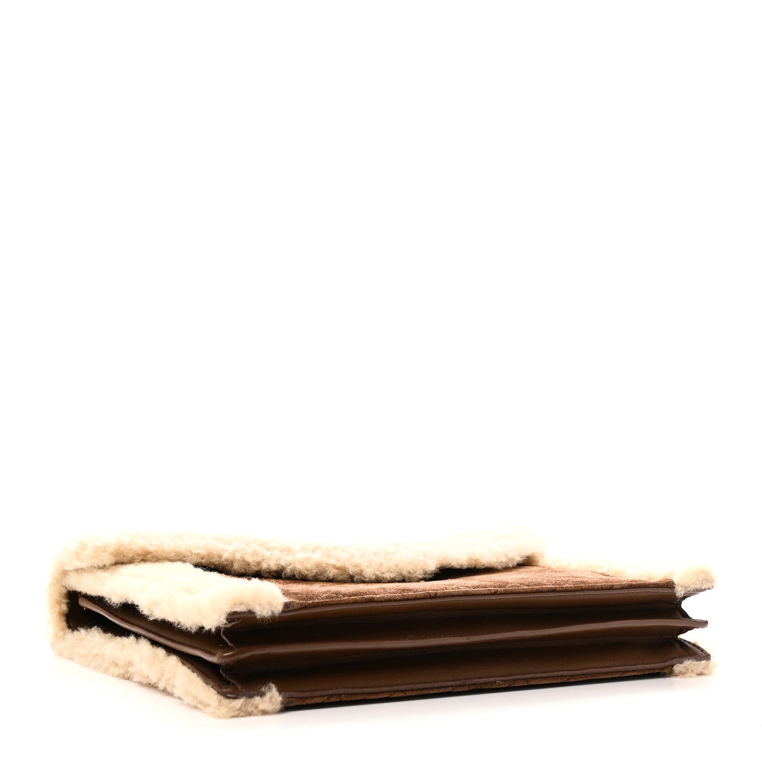 Saint Laurent Nubuck Shearling Quilted Medium Gaby Satchel Natural Tan 4 of 9