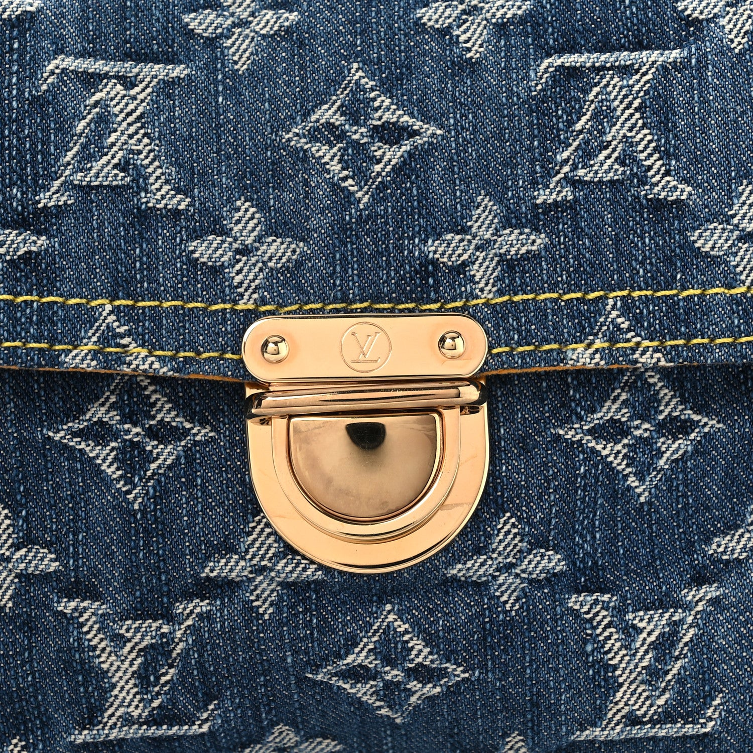 Louis Vuitton Monogram Denim Pochette Plat Clutch Blue 1812697