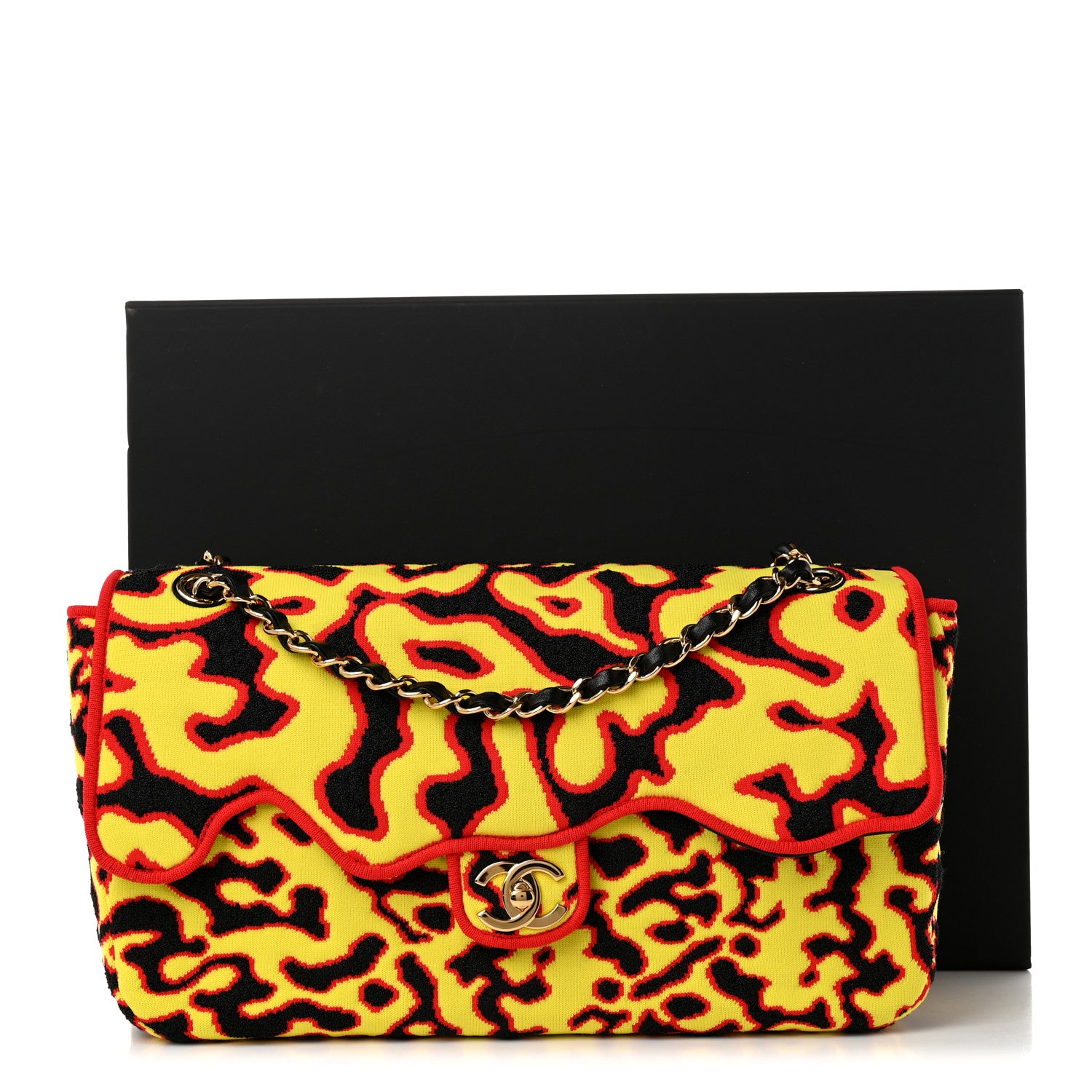 Chanel Mixed Fibers Magma Maxi Flap Yellow Black Red 11 of 11