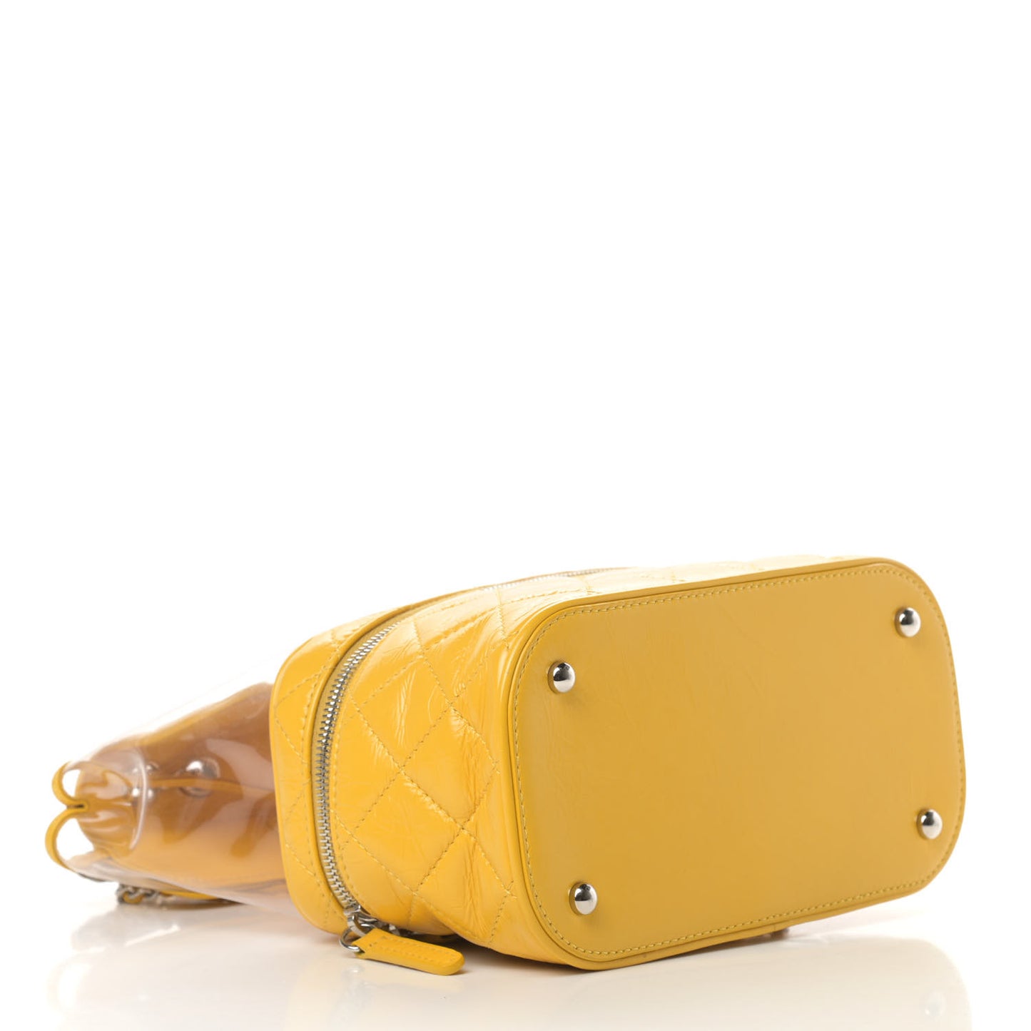 Crumpled Calfskin PVC Quilted Flap Yellow