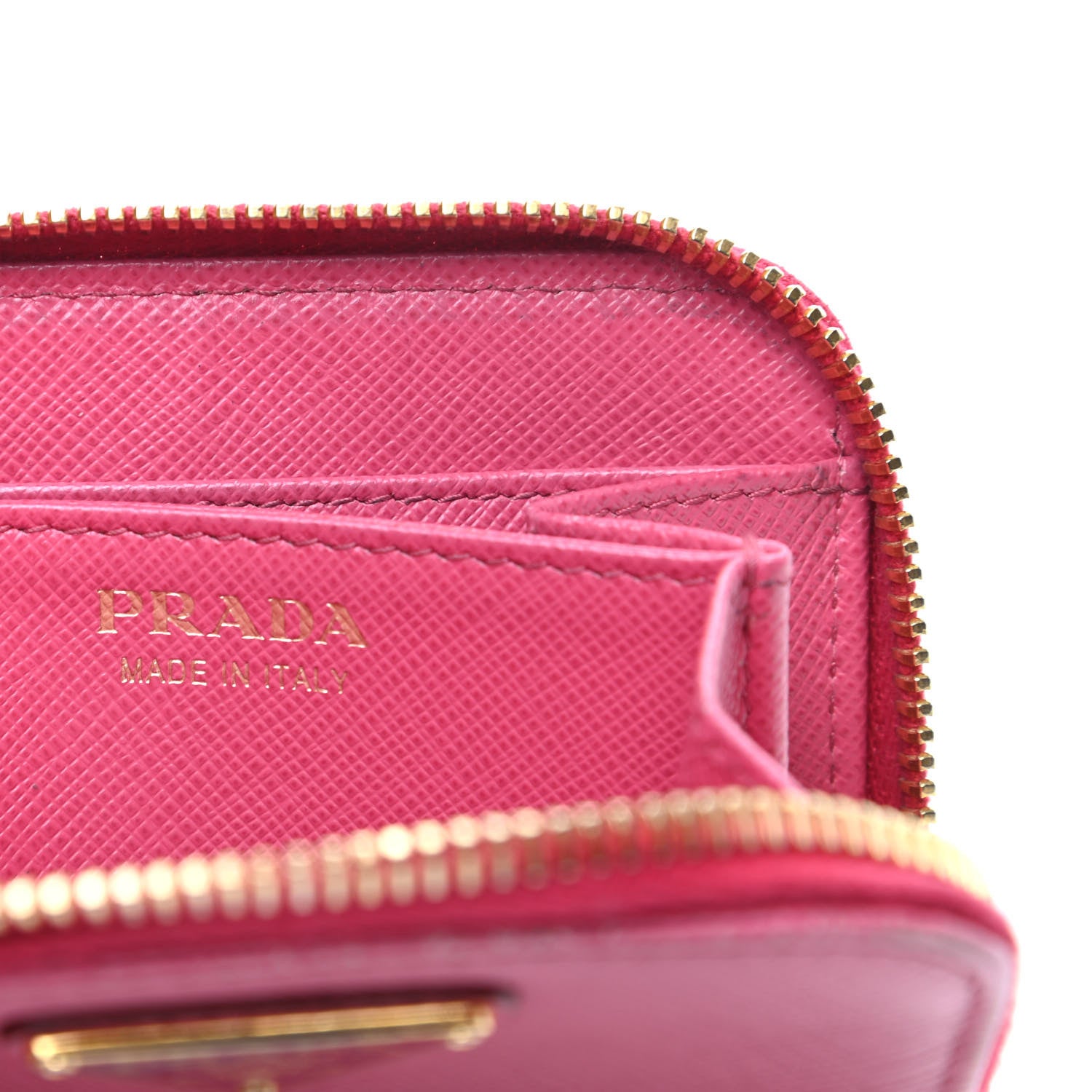 Prada Saffiano Metal Zip Coin Purse Peonia 6 of 10
