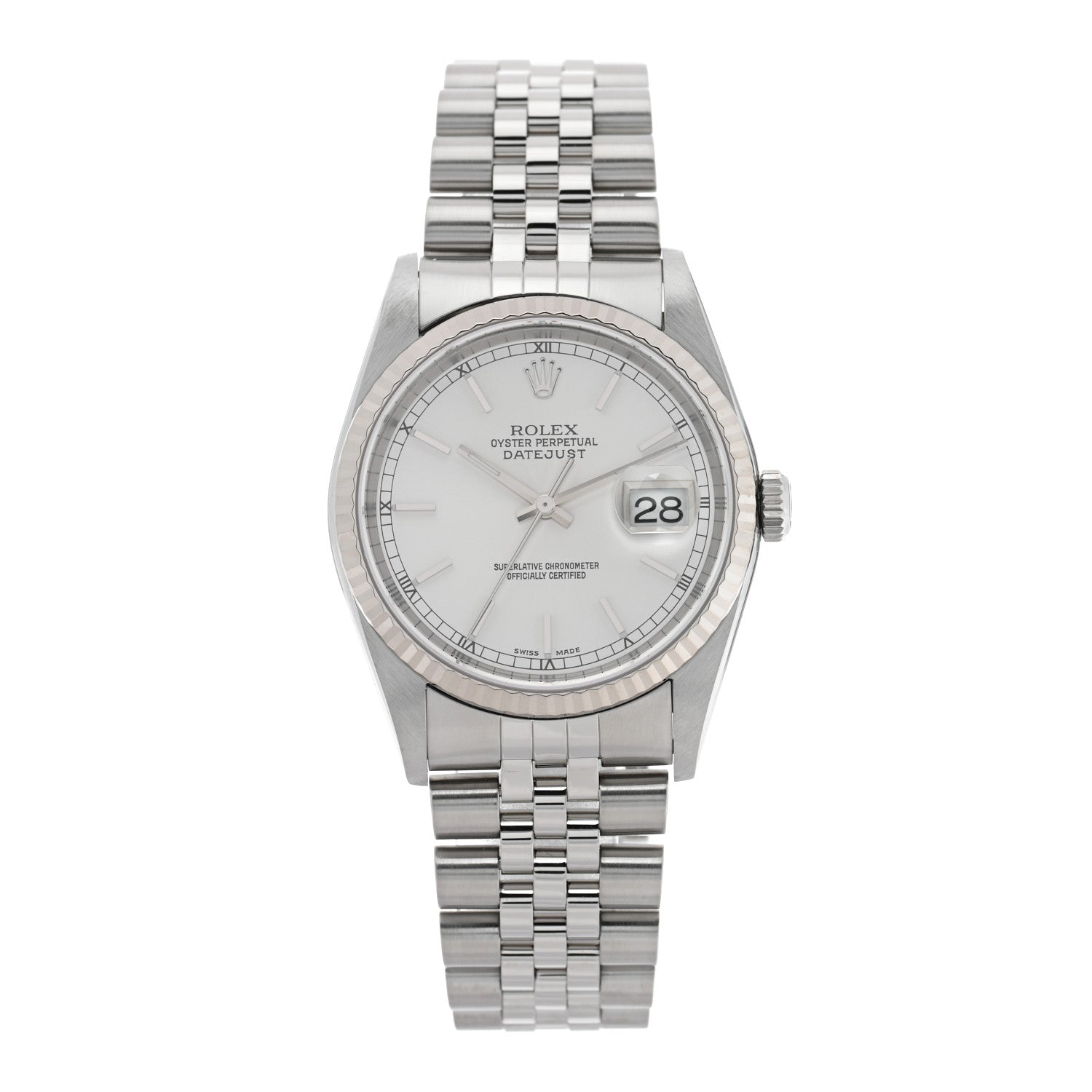 Rolex Stainless Steel 18K White Gold 36mm Oyster Perpetual Datejust Watch Silver 16234 1 of 4