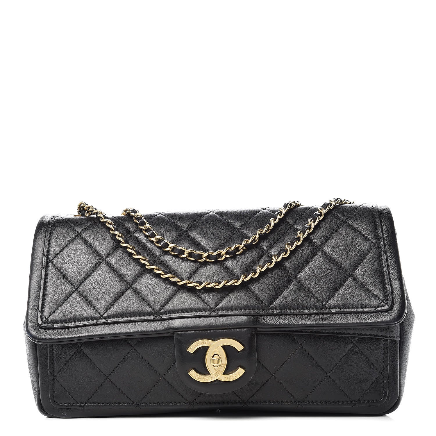 Chanel Calfskin Quilted Medium Graphic Flap Bag Black 3 of 10