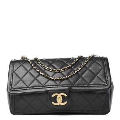 Chanel Calfskin Quilted Medium Graphic Flap Bag Black 3 of 10