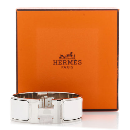 Hermes Enamel Wide Clic Clac H Bracelet GM White 4 of 4