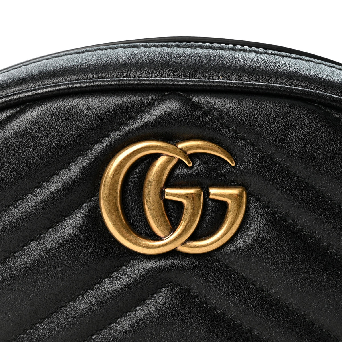 Gucci Calfskin Matelasse GG Marmont Belt Bag 75 30 Black 7 of 10
