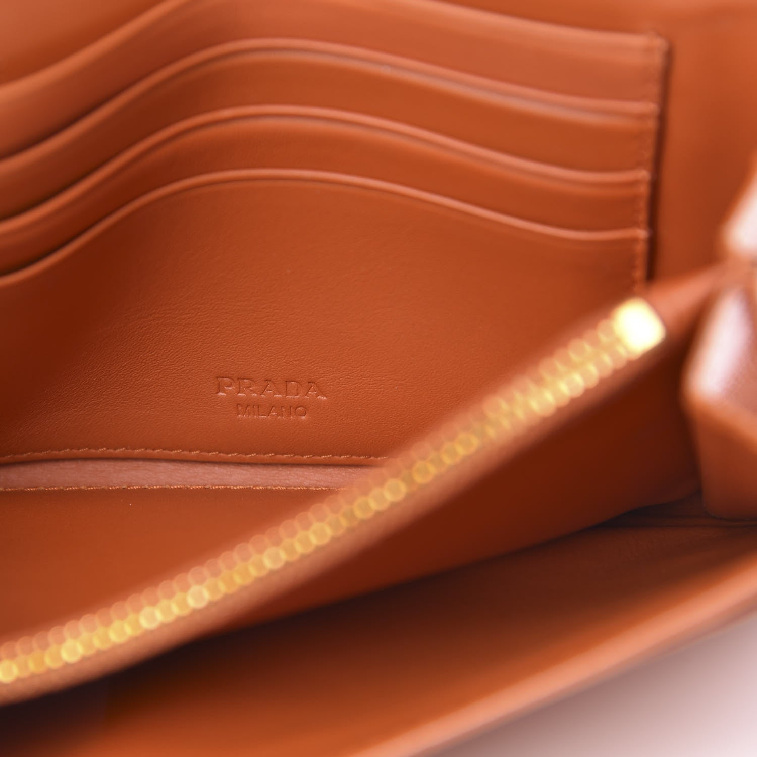 Prada Saffiano Metal Wristlet Wallet Orange 6 of 12