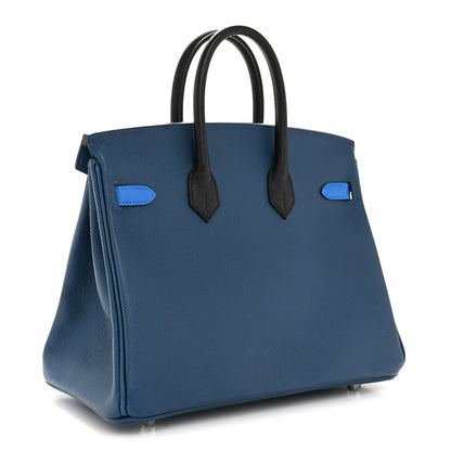 Hermes Epsom Tri-Color Birkin 25 Deep Bleu Bleu Hydra Black 3 of 13