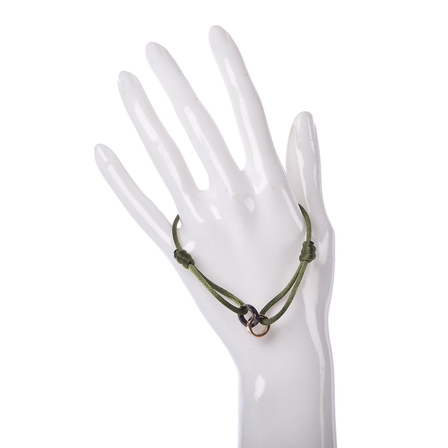Cartier 18K Pink Gold Brown Ceramic 4 Diamond LOVE Cord Bracelet Green 2 of 6