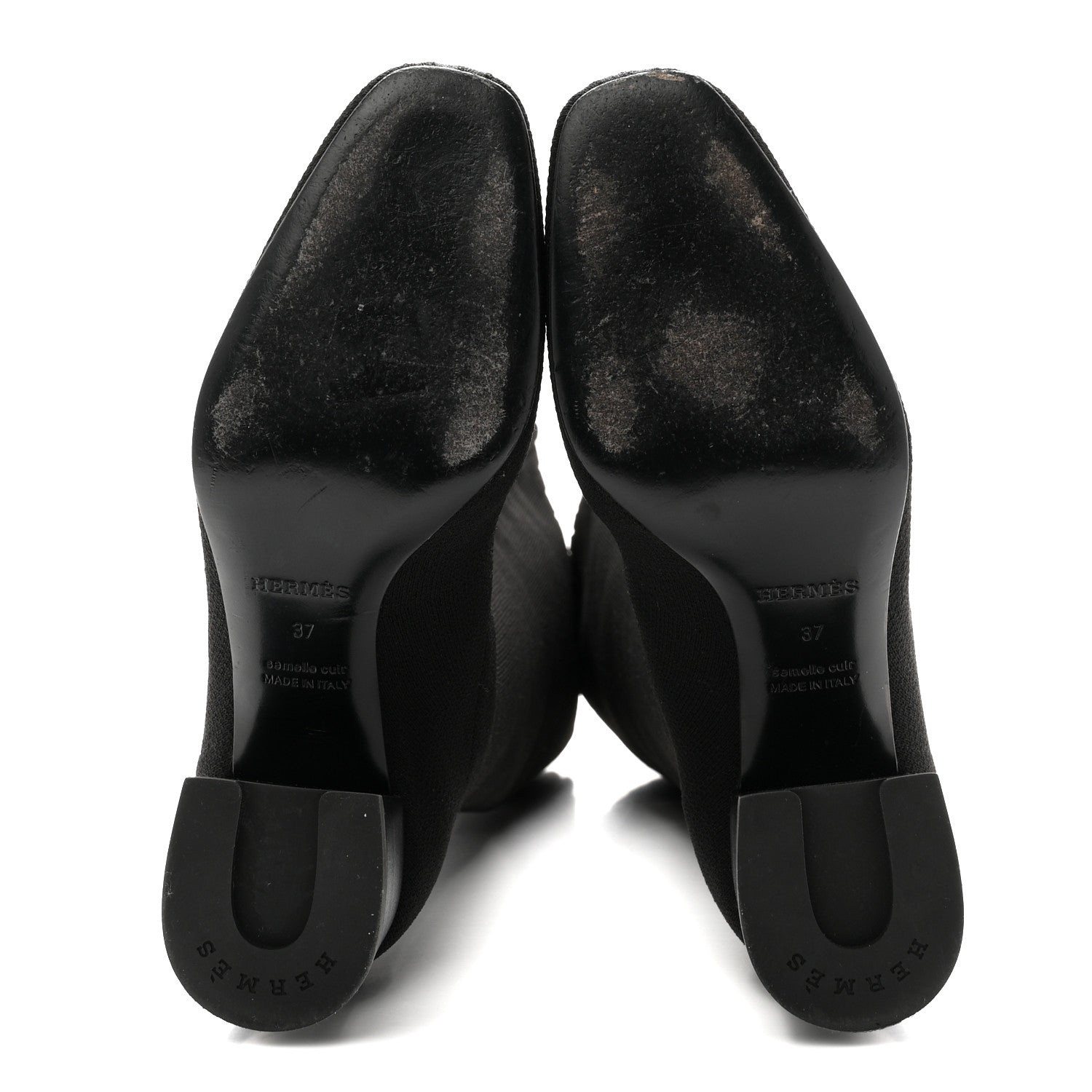 Hermes Knit Calfskin Fontaine 60 Boots 37 Black 6 of 9