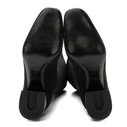 Hermes Knit Calfskin Fontaine 60 Boots 37 Black 6 of 9