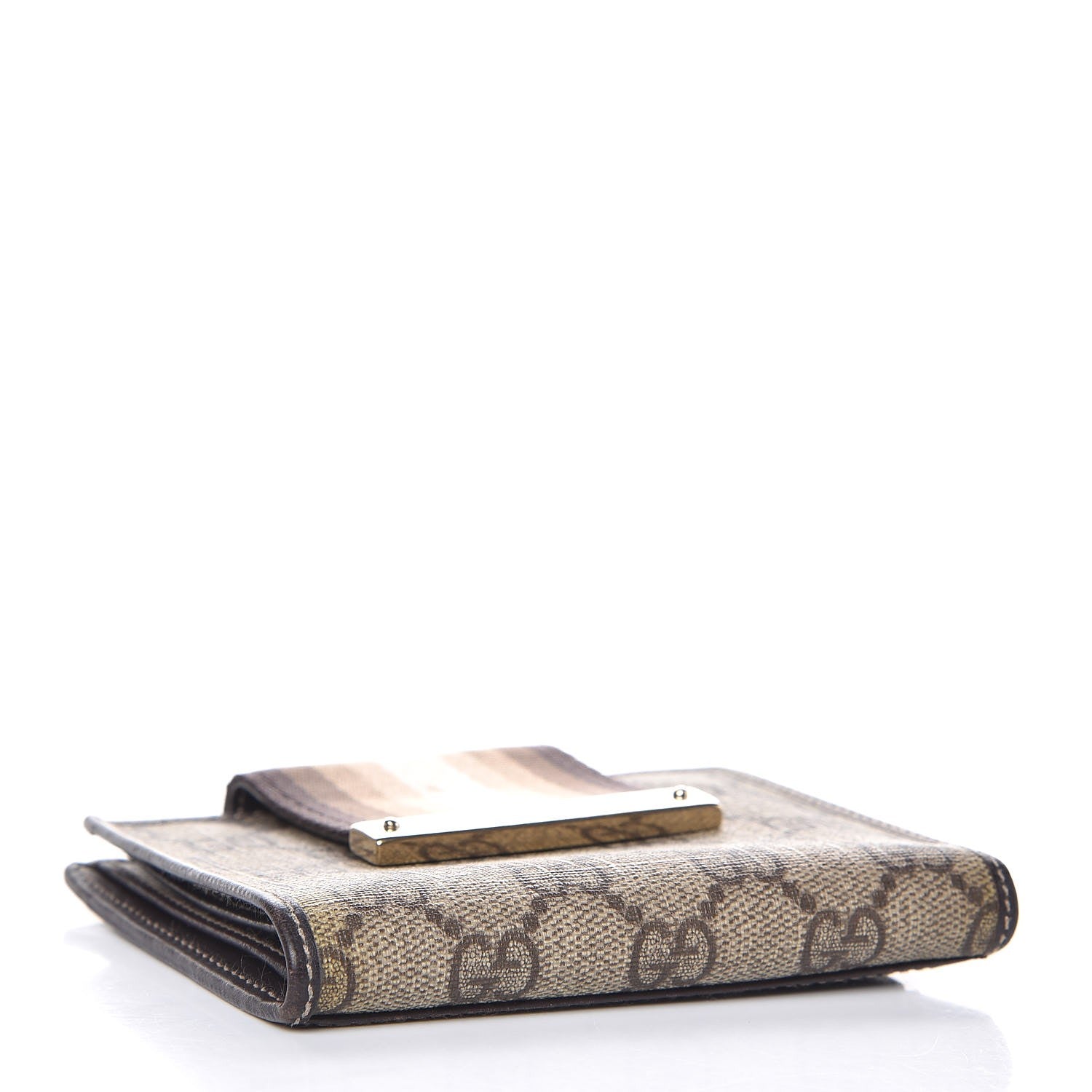 Gucci GG Monogram Ladies Web French Flap Wallet Brown 4 of 8