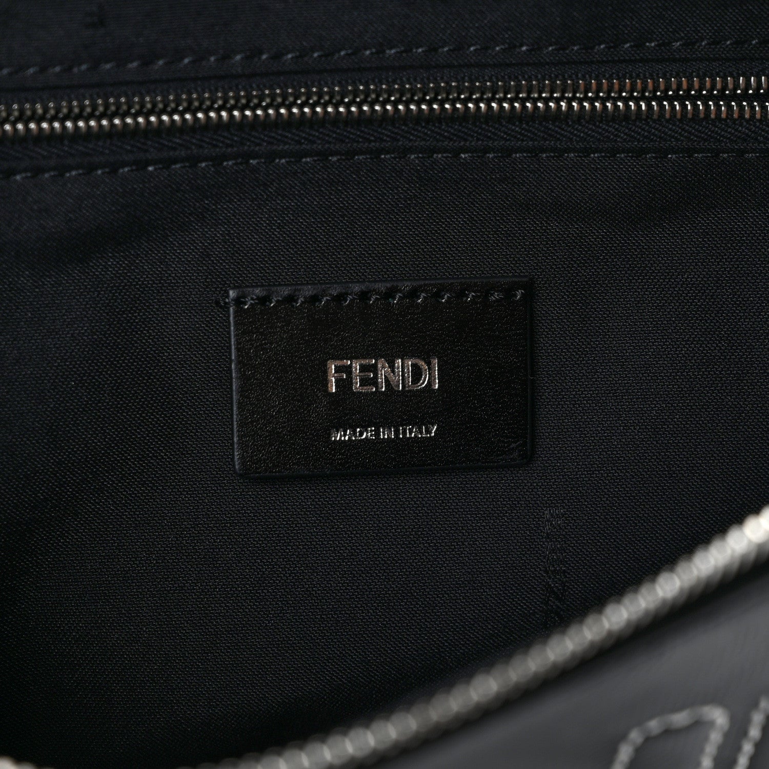 Fendi Vitello Cover FF Lines Logo Embossed Stitched Belt Bag Black 6 of 9