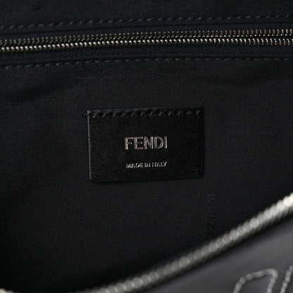 Fendi Vitello Cover FF Lines Logo Embossed Stitched Belt Bag Black 6 of 9