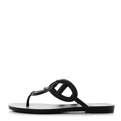 Hermes Rubber Womens Egerie Sandals 38 Black 1 of 9