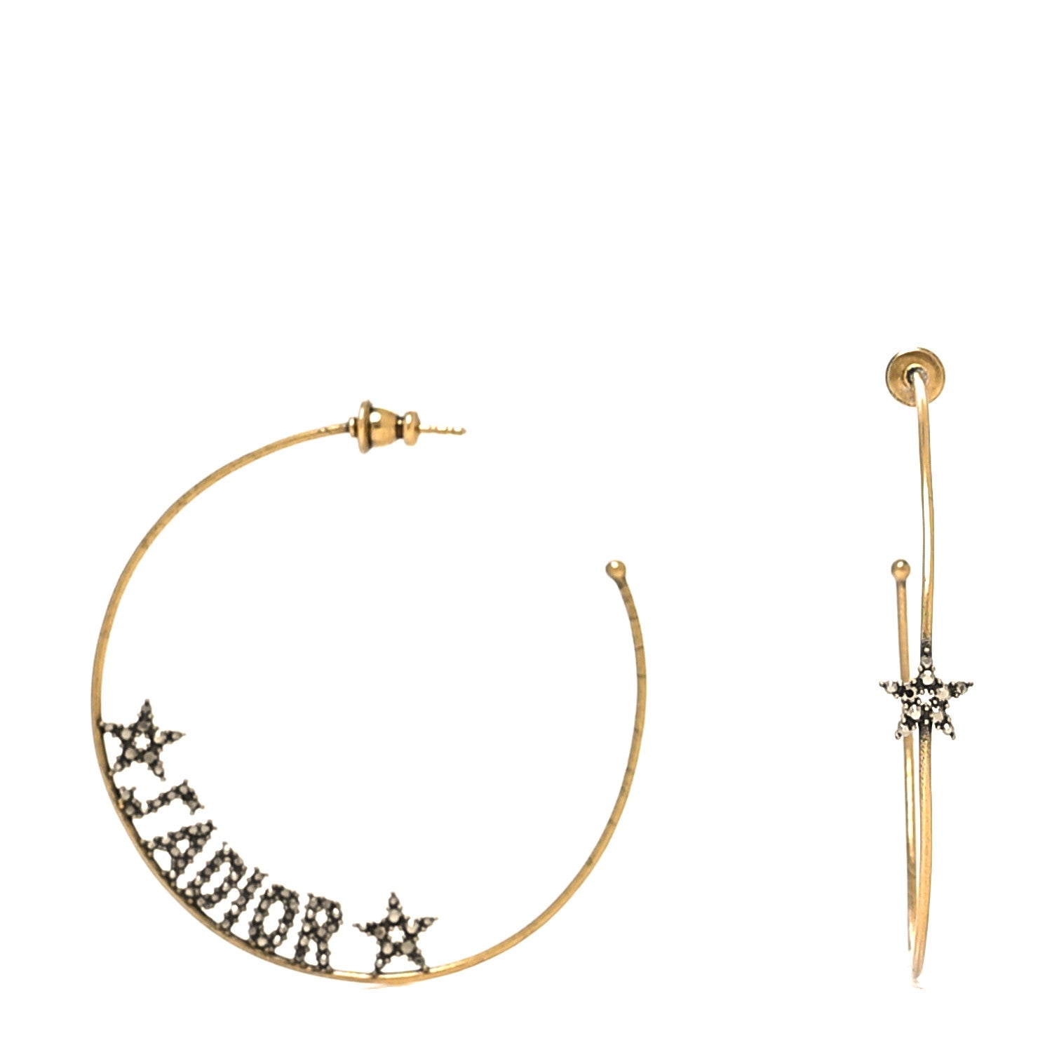 Christian Dior Metal Crystal J'Adior Hoop Earrings Aged Gold 1 of 4