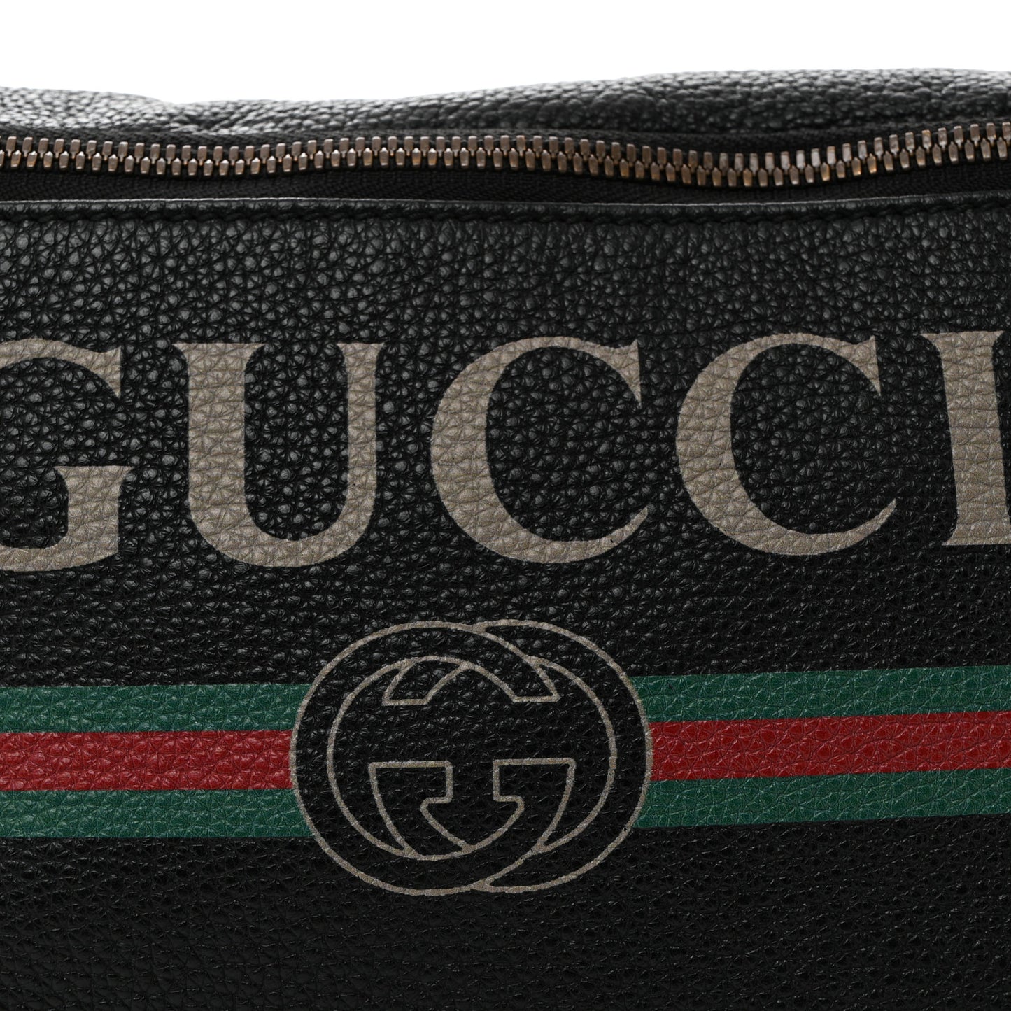 Grained Calfskin Logo Belt Bag Black