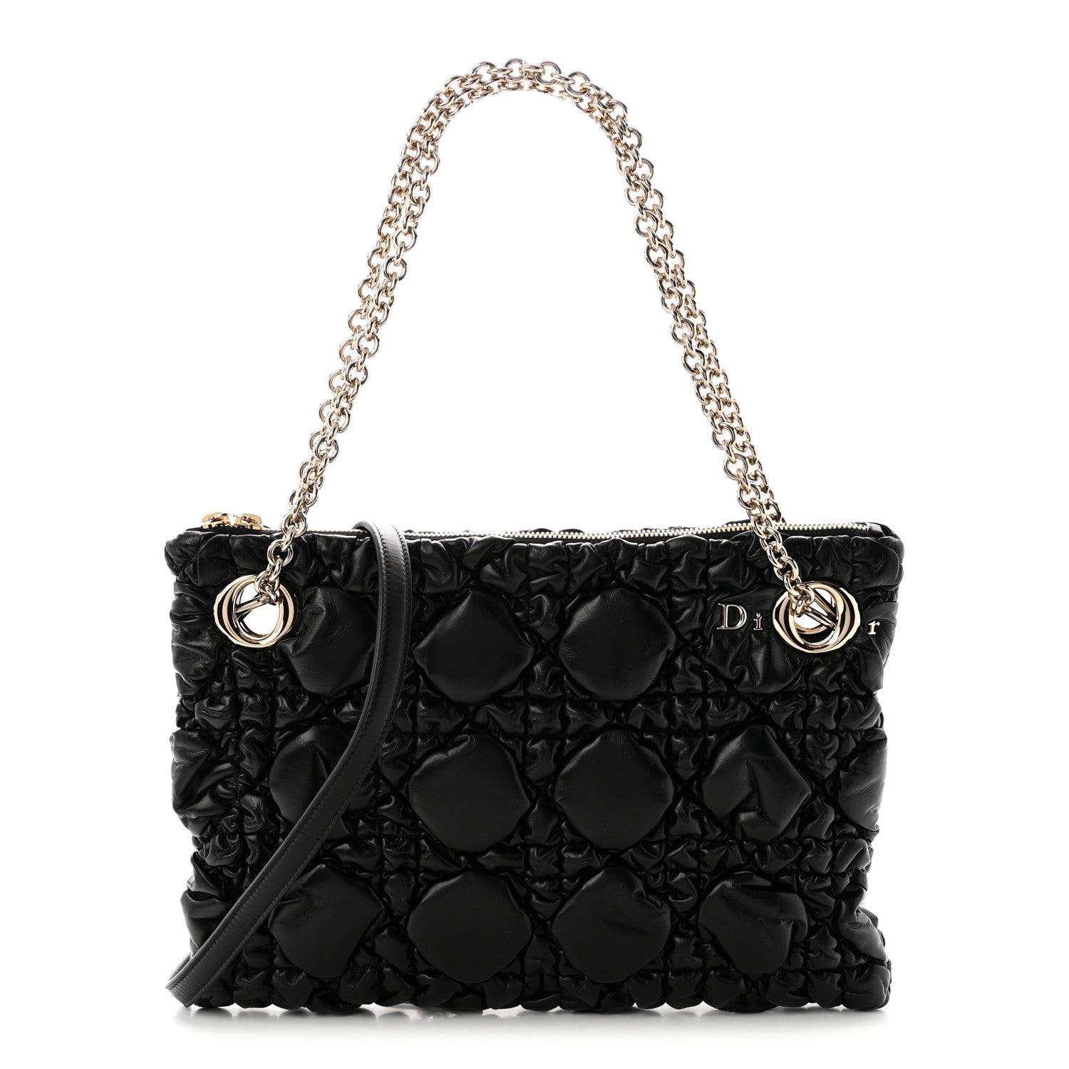 Christian Dior Calfskin Puffy Macrocannage Small Dior Crunchy Bag Black 1 of 11