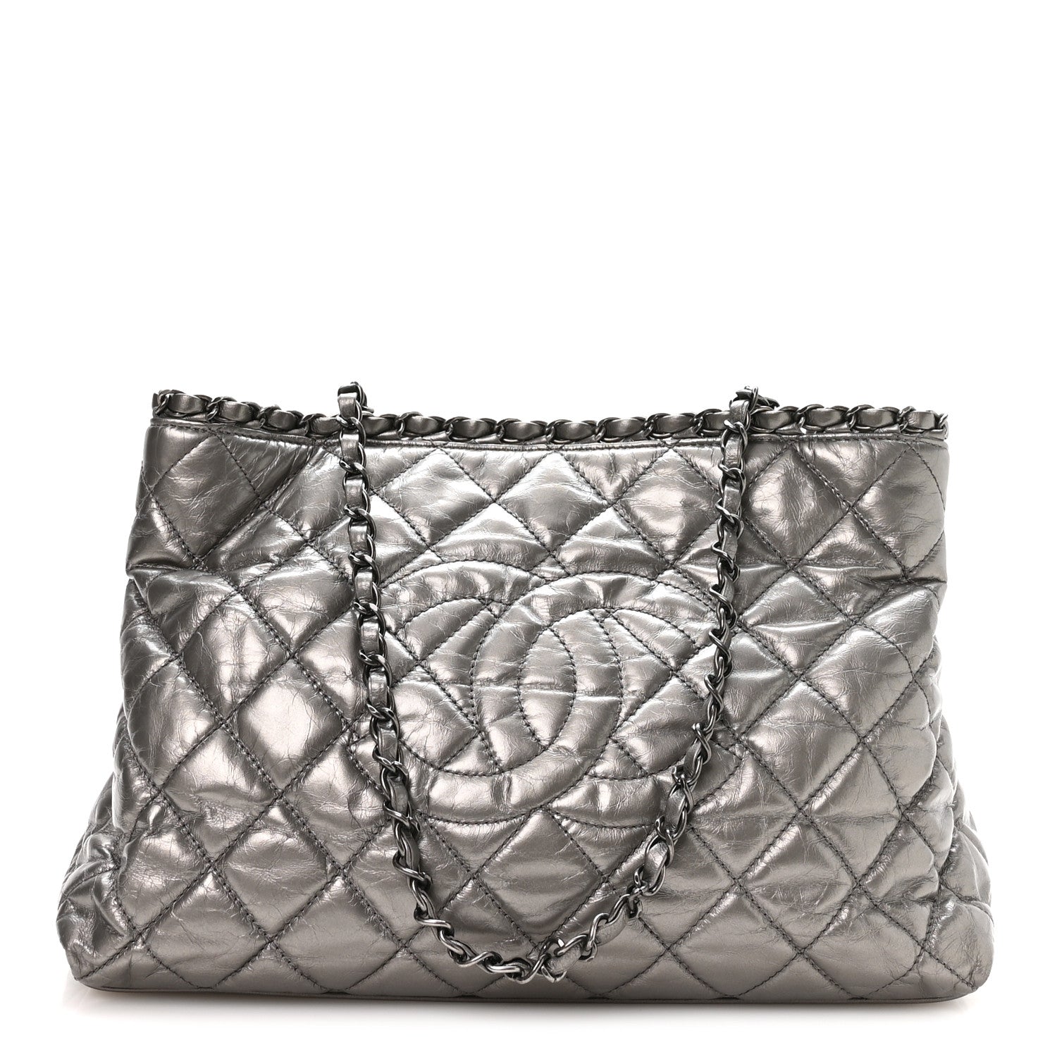 Chanel Metallic Calfskin Small Chain Me Tote Silver 1 of 11