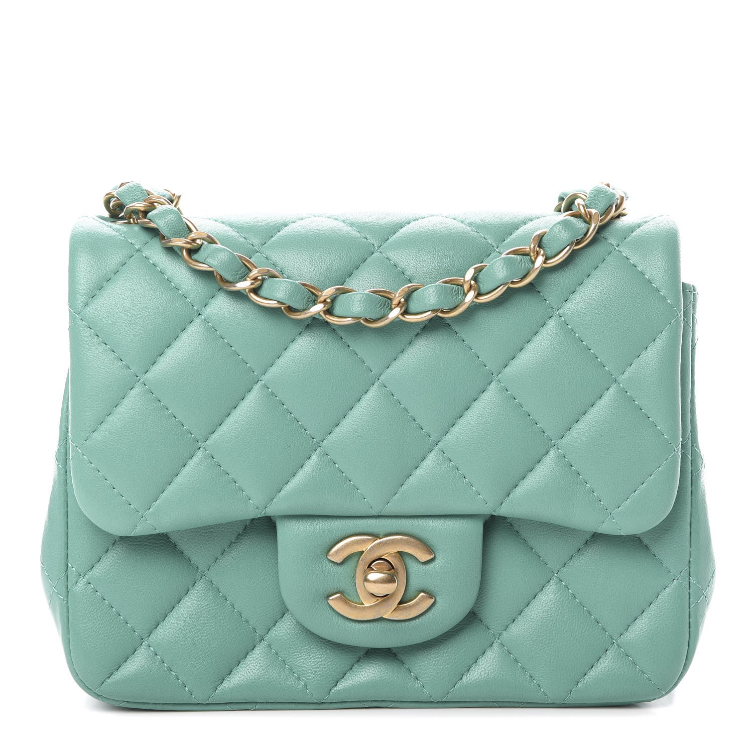 Chanel Lambskin Quilted Mini Square Flap Turquoise 1 of 10