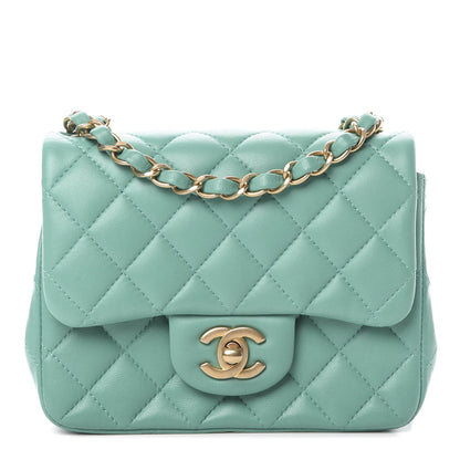 Chanel Lambskin Quilted Mini Square Flap Turquoise 1 of 10