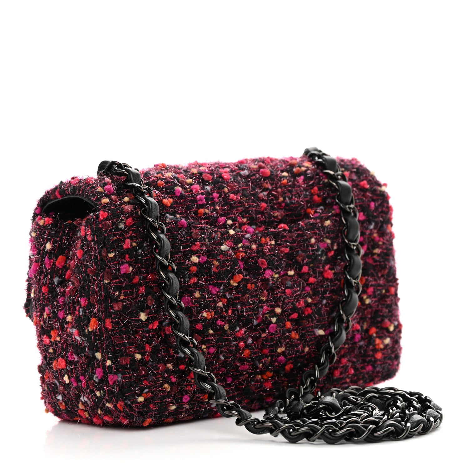 Chanel Tweed Quilted Mini Rectangular Flap Pink Multicolor 2 of 11