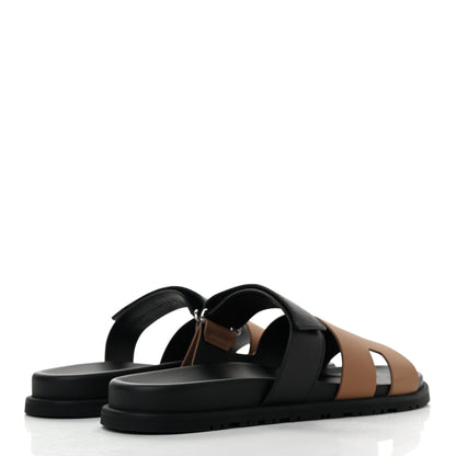 Hermes Calfskin Mens Chypre Sandals 45 Naturel Safari Black 4 of 15