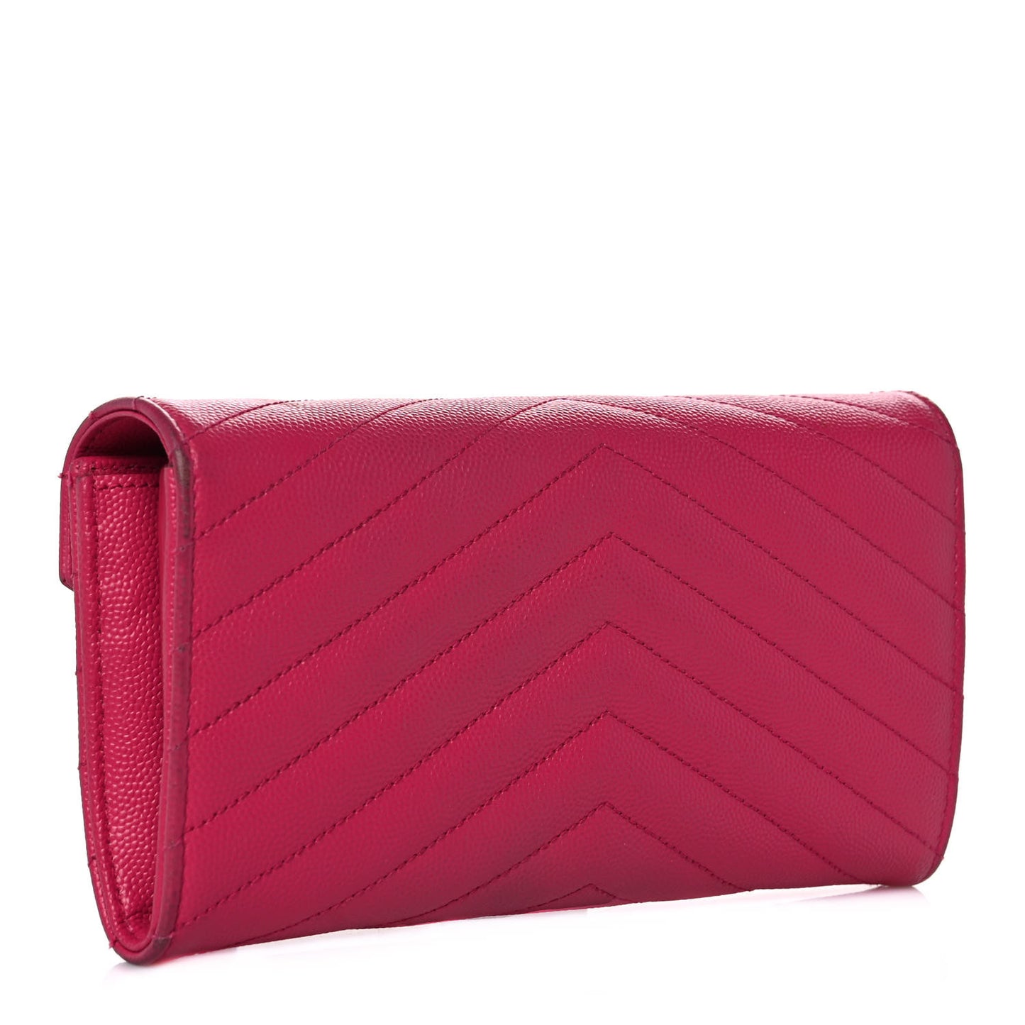 Grain De Poudre Matelasse Chevron Monogram Flap Wallet Fuxia