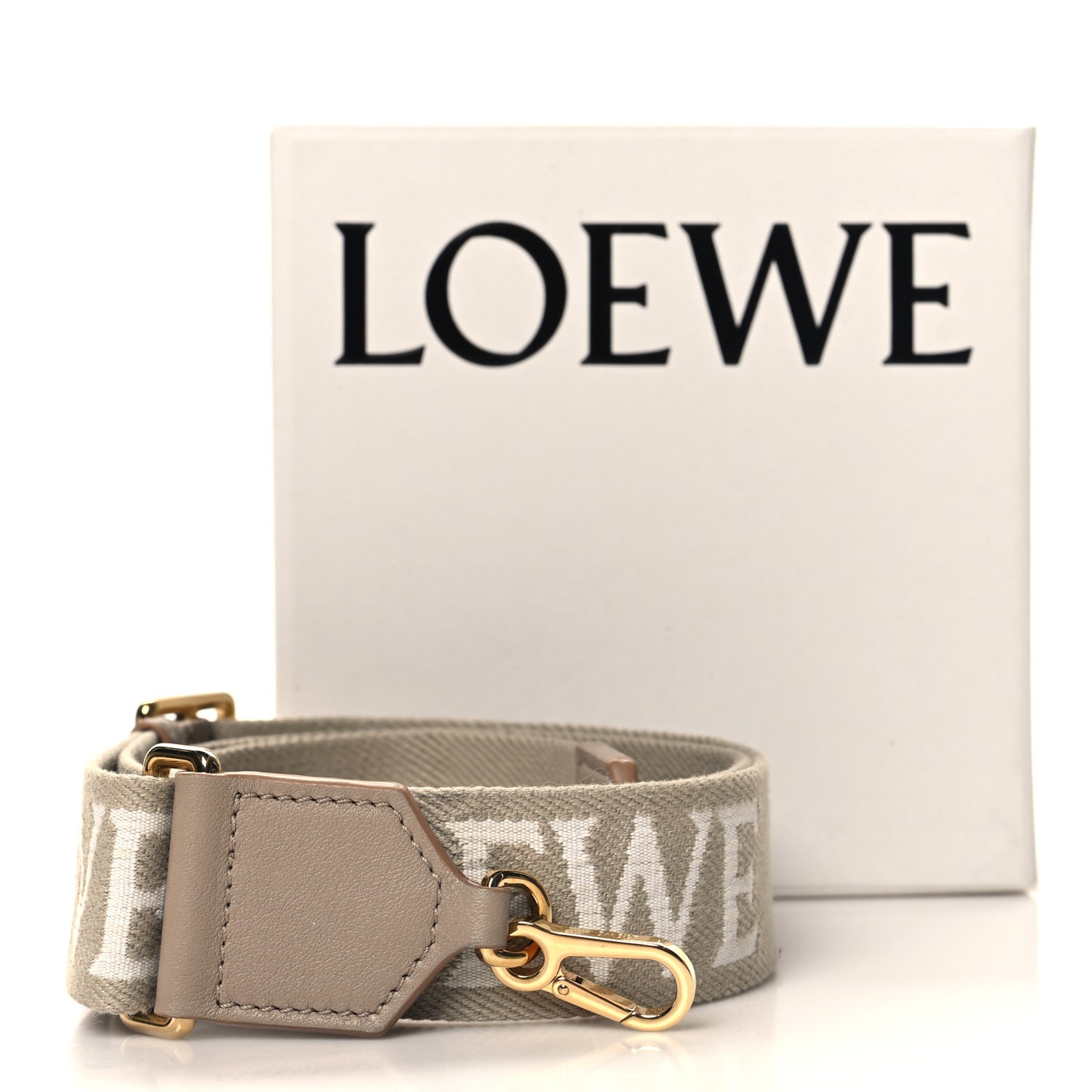 Calfskin Jacquard Webbing Anagram Strap Ecru Natural