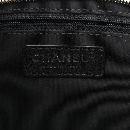 Chanel Calfskin Quilted Large Feather Weight Bowling Bag Black Ivory 5 of 12