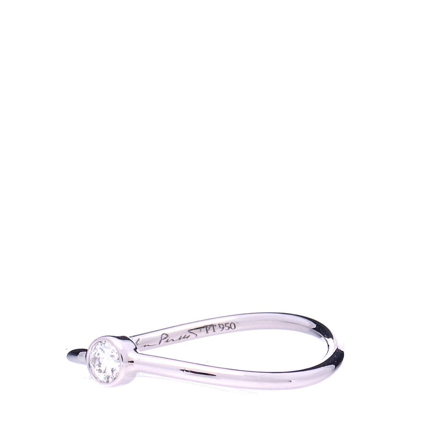 Tiffany Platinum Diamond Elsa Peretti Single-Row Wave Ring 48 4.5 4 of 5