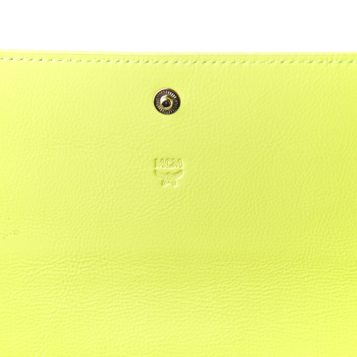 MCM Visetos Grained Calfskin Wilder Flap Wallet White Green 6 of 11