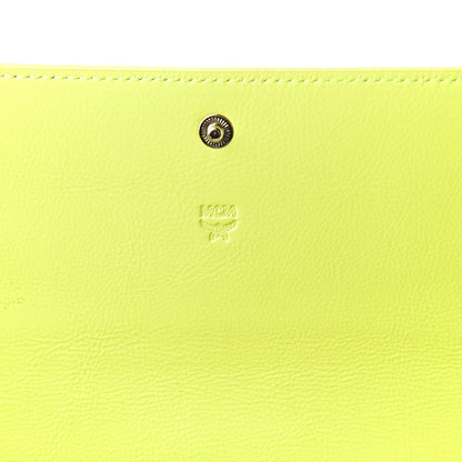 MCM Visetos Grained Calfskin Wilder Flap Wallet White Green 6 of 11
