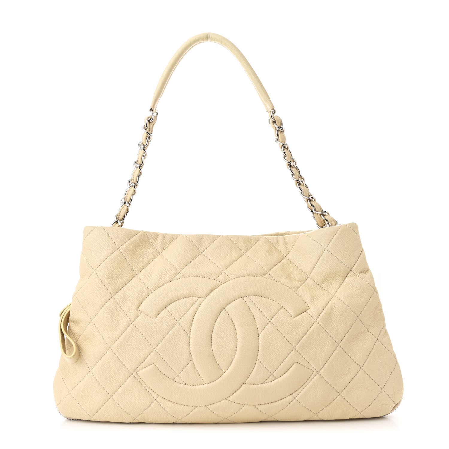 Chanel Caviar Quilted Expandable Zip Shoulder Bag Light Beige 1 of 10