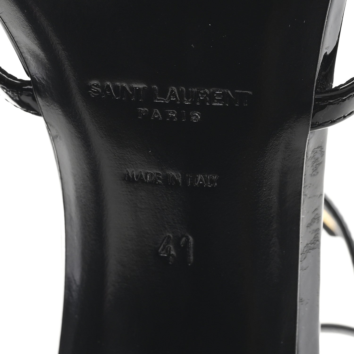 Saint Laurent Patent Cassandra 100 Ankle Strap Sandals 41 Black 7 of 10