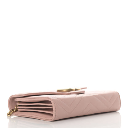 Gucci Calfskin Matelasse GG Marmont Chain Wallet Perfect Pink 3 of 5