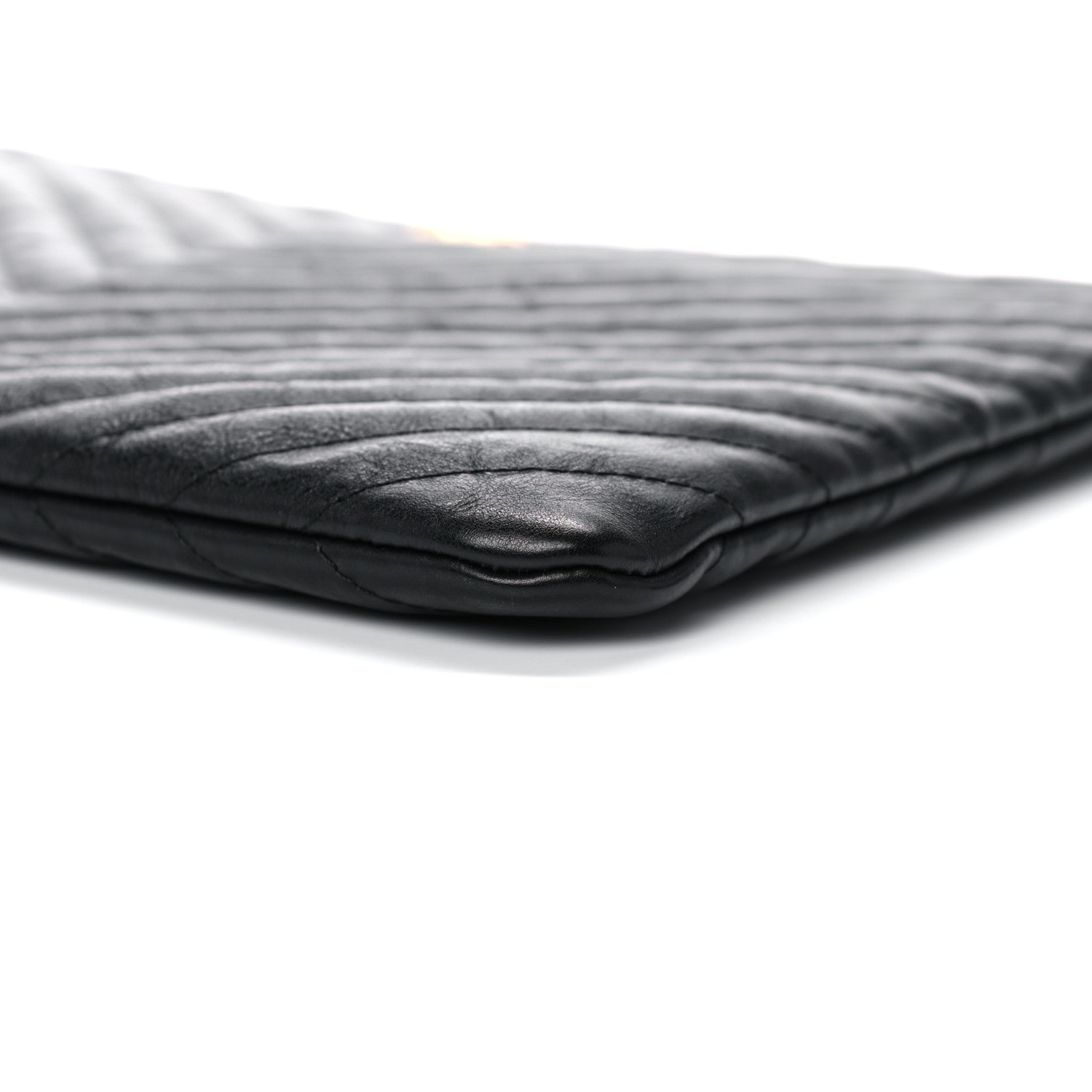 Chanel Aged Calfskin Chevron Quilted Medium Cosmetic Case Black 9 of 13
