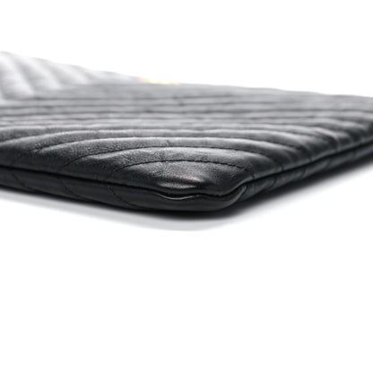 Chanel Aged Calfskin Chevron Quilted Medium Cosmetic Case Black 9 of 13