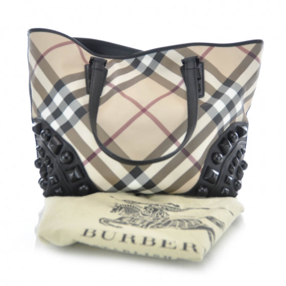 Burberry Nova Check Mega Stud Nickie Tote Black 3 of 9