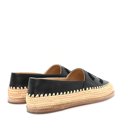 Chanel Lambskin Grosgrain Espadrilles 39 Navy Black 5 of 10