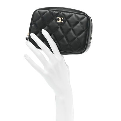 Chanel Lambskin Quilted Small Curvy Pouch Cosmetic Case Black 2 of 8