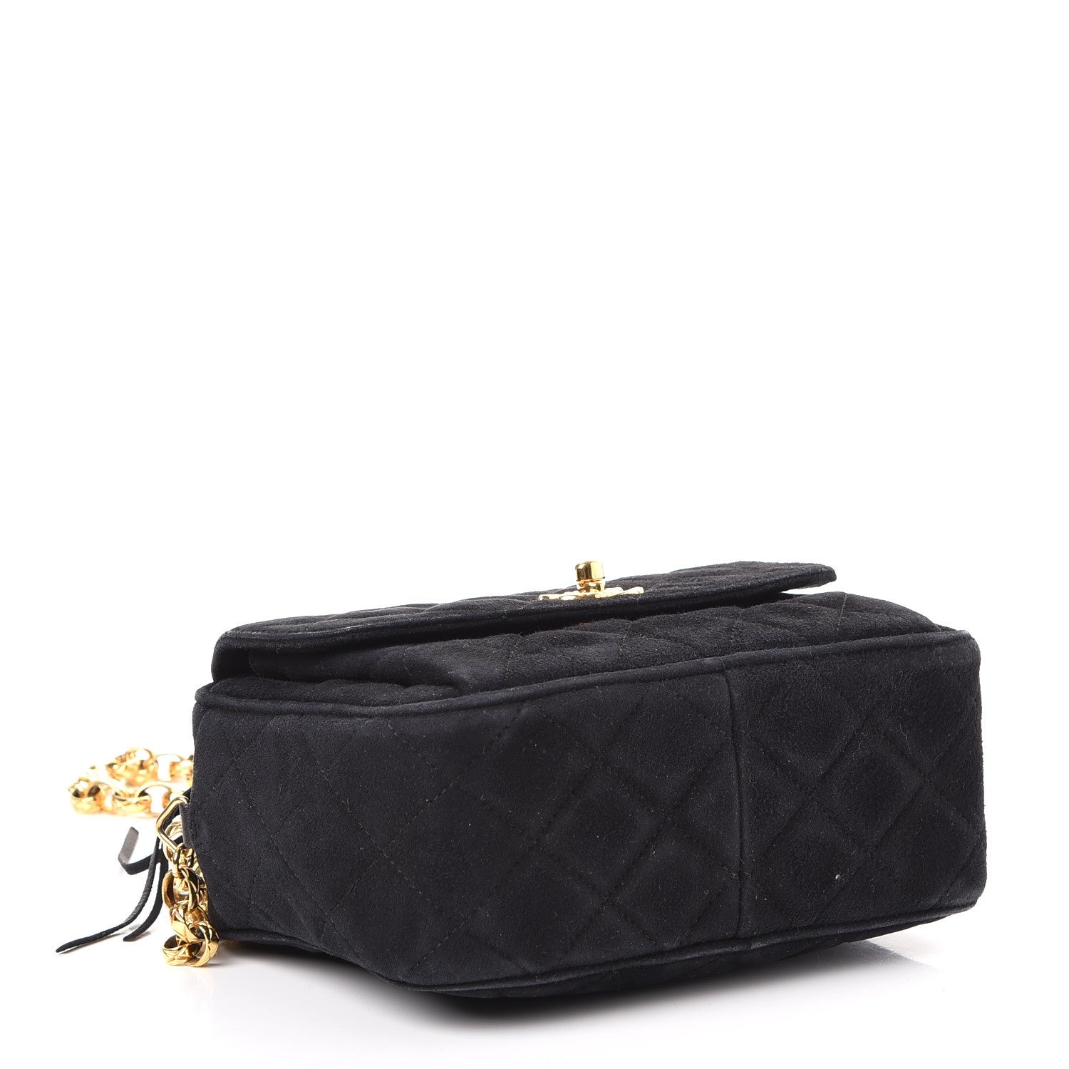 Chanel Suede Quilted CC Tassel Camera Case Black 4 of 10