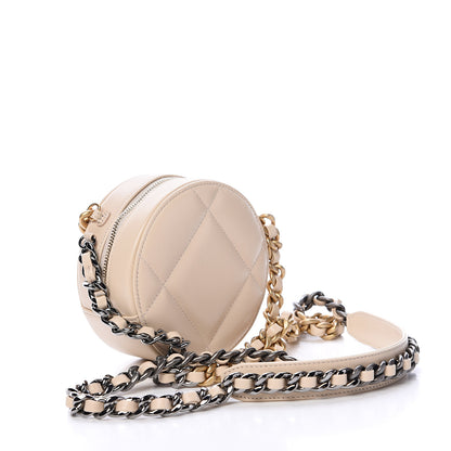 Chanel Lambskin Quilted 19 Round Clutch With Chain Beige 2 of 9